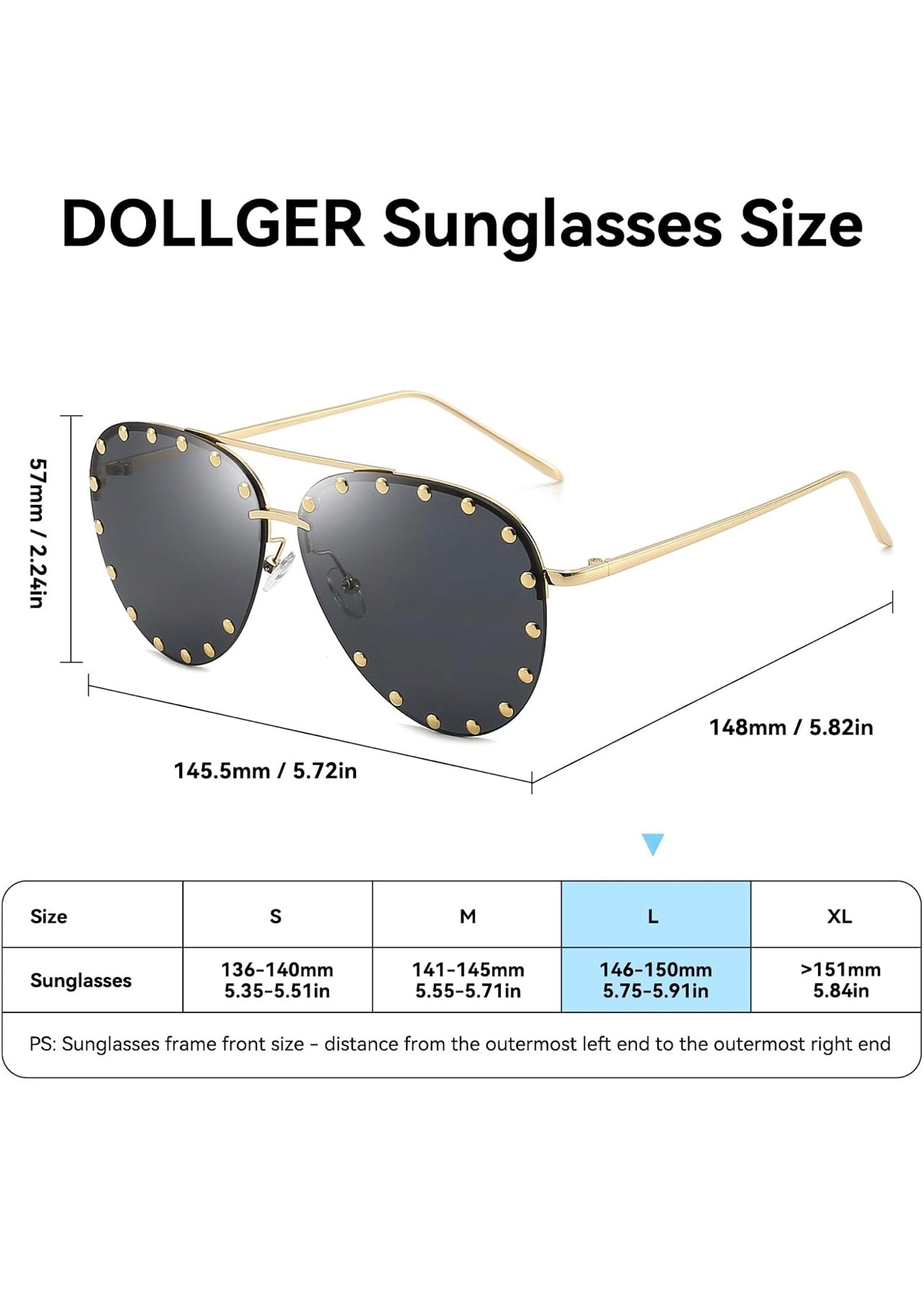 Dollger Studded Sunglasses for Women Fashion Studded Aviator Sunglasses Metal Frame UV 400