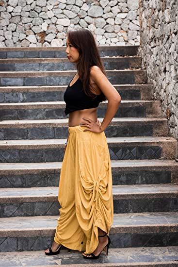 Thaluta Women's Palazzo Pants Wide Leg Lounge Convertible Maxi Skirt with Pockets Casual Comfy Trousers