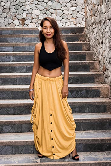 Thaluta Women's Palazzo Pants Wide Leg Lounge Convertible Maxi Skirt with Pockets Casual Comfy Trousers