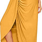 SheIn Women's Casual Slit Wrap Asymmetrical Elastic High Waist Maxi Draped Skirt