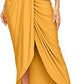 SheIn Women's Casual Slit Wrap Asymmetrical Elastic High Waist Maxi Draped Skirt