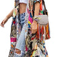 MEILING Women's Bikini Bathing Suit Cover Up Swimwear Open Front Kimono Jacket Cardigan Long Robe Dress