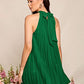 SweatyRocks Women's Casual Sleeveless Tie Back Halter Dress Mini Swing Pleated A-line Loose Dress