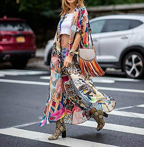 MEILING Women's Bikini Bathing Suit Cover Up Swimwear Open Front Kimono Jacket Cardigan Long Robe Dress