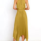 ANRABESS Women's Sleeveless Cutout Halter Neck Satin Formal Dress Smocked Pleated Asymmetric Party Cocktail Maxi Dress