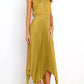 ANRABESS Women's Sleeveless Cutout Halter Neck Satin Formal Dress Smocked Pleated Asymmetric Party Cocktail Maxi Dress