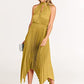 ANRABESS Women's Sleeveless Cutout Halter Neck Satin Formal Dress Smocked Pleated Asymmetric Party Cocktail Maxi Dress