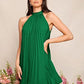 SweatyRocks Women's Casual Sleeveless Tie Back Halter Dress Mini Swing Pleated A-line Loose Dress