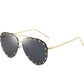 Dollger Studded Sunglasses for Women Fashion Studded Aviator Sunglasses Metal Frame UV 400