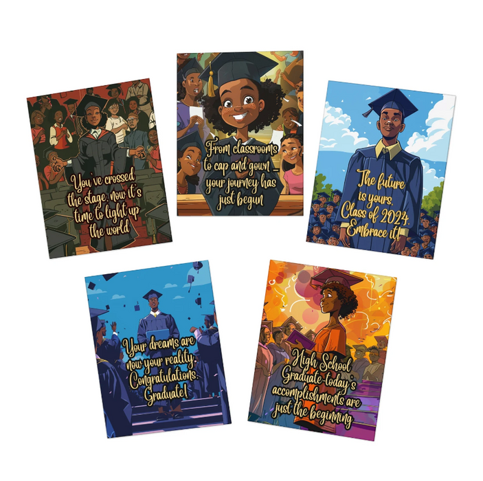 Cards of Celebration (Pt 1) - High School Graduation Greeting Cards (5-Pack)