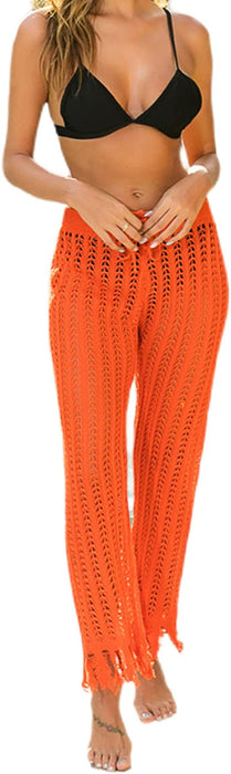 JUDYBRIDAL Women's Crochet Hollow Out Beach Pants Knitted Swimsuit Cover Up for Swimwear Mesh Bikini Bottom
