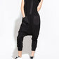 ellazhu Women Black Harem Pants Rompers Sleeveless Drop Crotch Harem Jumpsuits Summer GY867