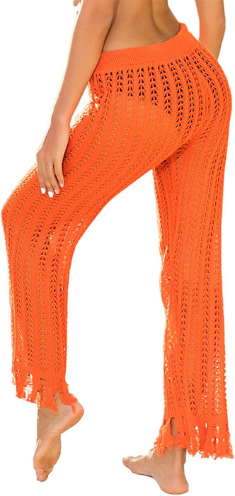 JUDYBRIDAL Women's Crochet Hollow Out Beach Pants Knitted Swimsuit Cover Up for Swimwear Mesh Bikini Bottom