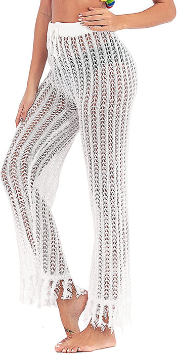 JUDYBRIDAL Women's Crochet Hollow Out Beach Pants Knitted Swimsuit Cover Up for Swimwear Mesh Bikini Bottom