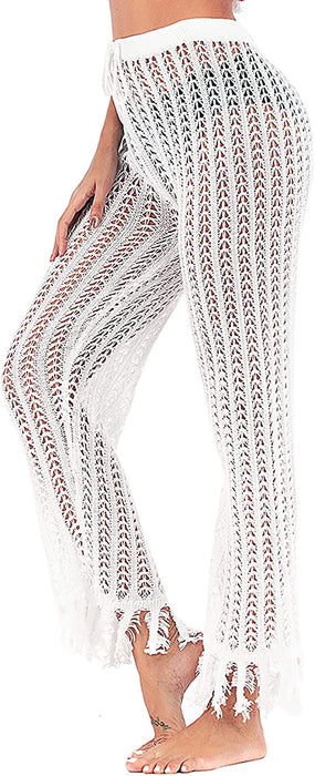 JUDYBRIDAL Women's Crochet Hollow Out Beach Pants Knitted Swimsuit Cover Up for Swimwear Mesh Bikini Bottom