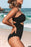 CUPSHE Women's One Piece Swimsuit Sexy Black Cutout Scallop Trim Bathing Suit