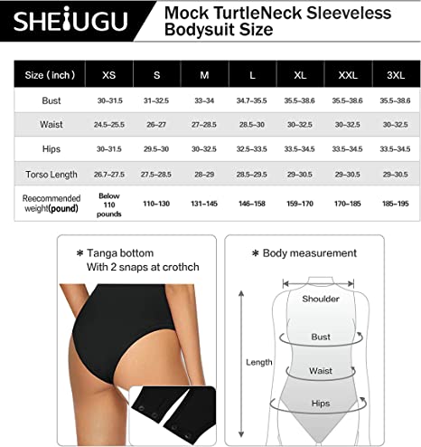 SHEIUGU Bodysuit Women's Mock Turtle Neck Sleeveless - Sexy Tank Top Soft slim Basic t-shirt