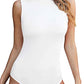 SHEIUGU Bodysuit Women's Mock Turtle Neck Sleeveless - Sexy Tank Top Soft slim Basic t-shirt
