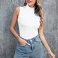 SHEIUGU Bodysuit Women's Mock Turtle Neck Sleeveless - Sexy Tank Top Soft slim Basic t-shirt