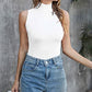SHEIUGU Bodysuit Women's Mock Turtle Neck Sleeveless - Sexy Tank Top Soft slim Basic t-shirt