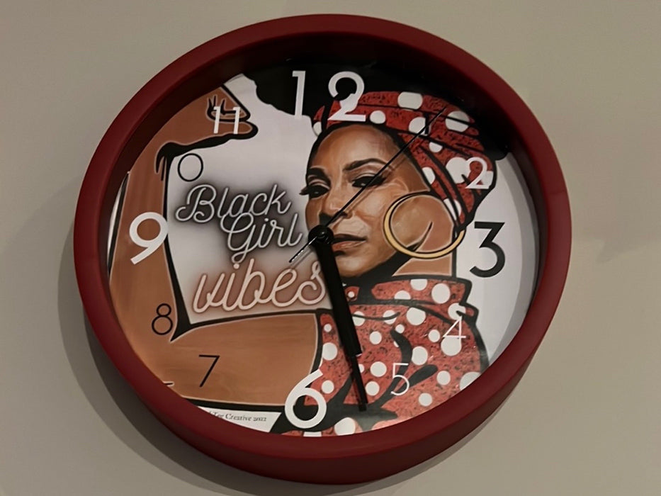 Retro "Black Girl Vibes" Clock