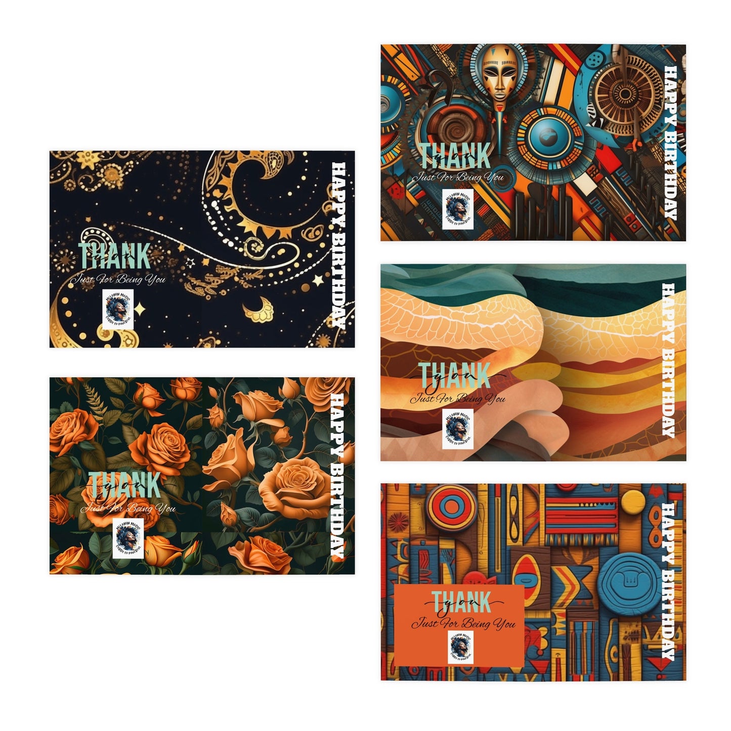 Introducing Cards So Powerful (Part 2) - Multi-Design Afrocentric Birthday Greeting Cards (5-Pack)